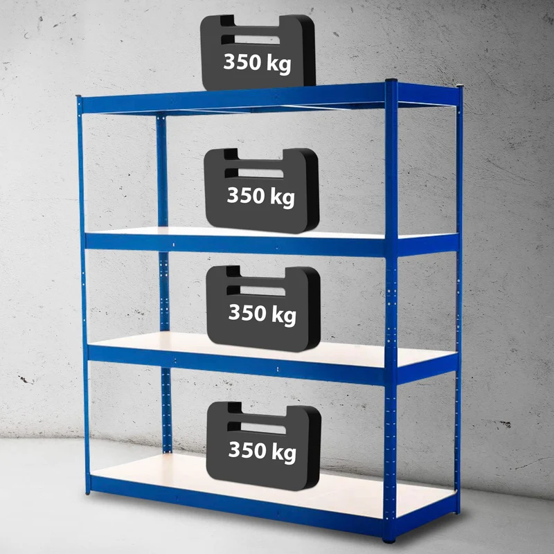 Étagère de rangement métal bleu galvanisé 160 x 180 x 60 cm rayonnage charge lourde garage cave atelier entrepôt 10_0009040