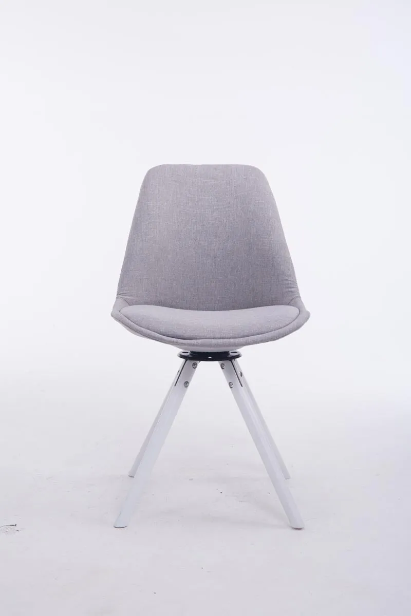 Chaise de salle à manger x1 pivotante 360° assise tissu gris clair piètement 4 pieds en bois style scandinave moderne 10_0008908
