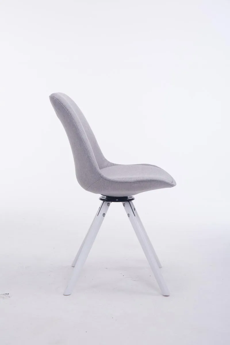 Chaise de salle à manger x1 pivotante 360° assise tissu gris clair piètement 4 pieds en bois style scandinave moderne 10_0008908