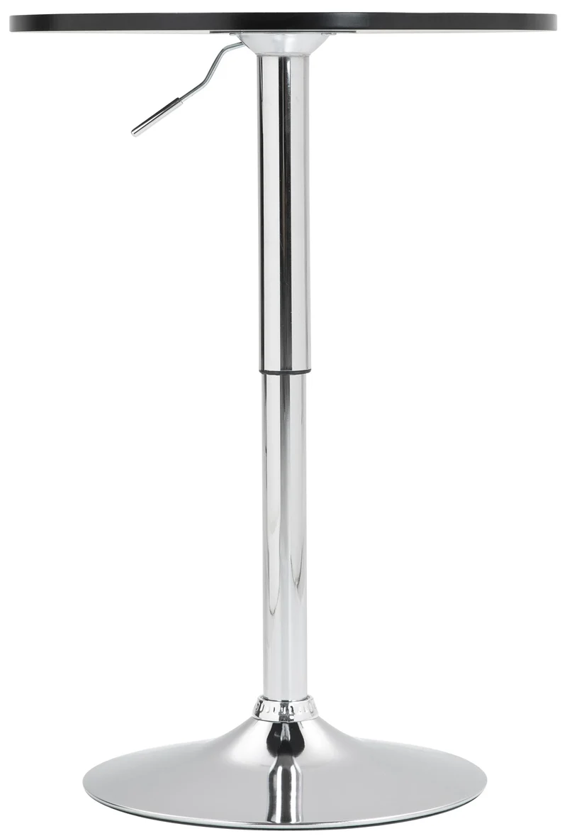 Table haute réglable en hauteur 85-106 cm plateau noir Ø60 cm piètement métal chromé style moderne 10_0009199