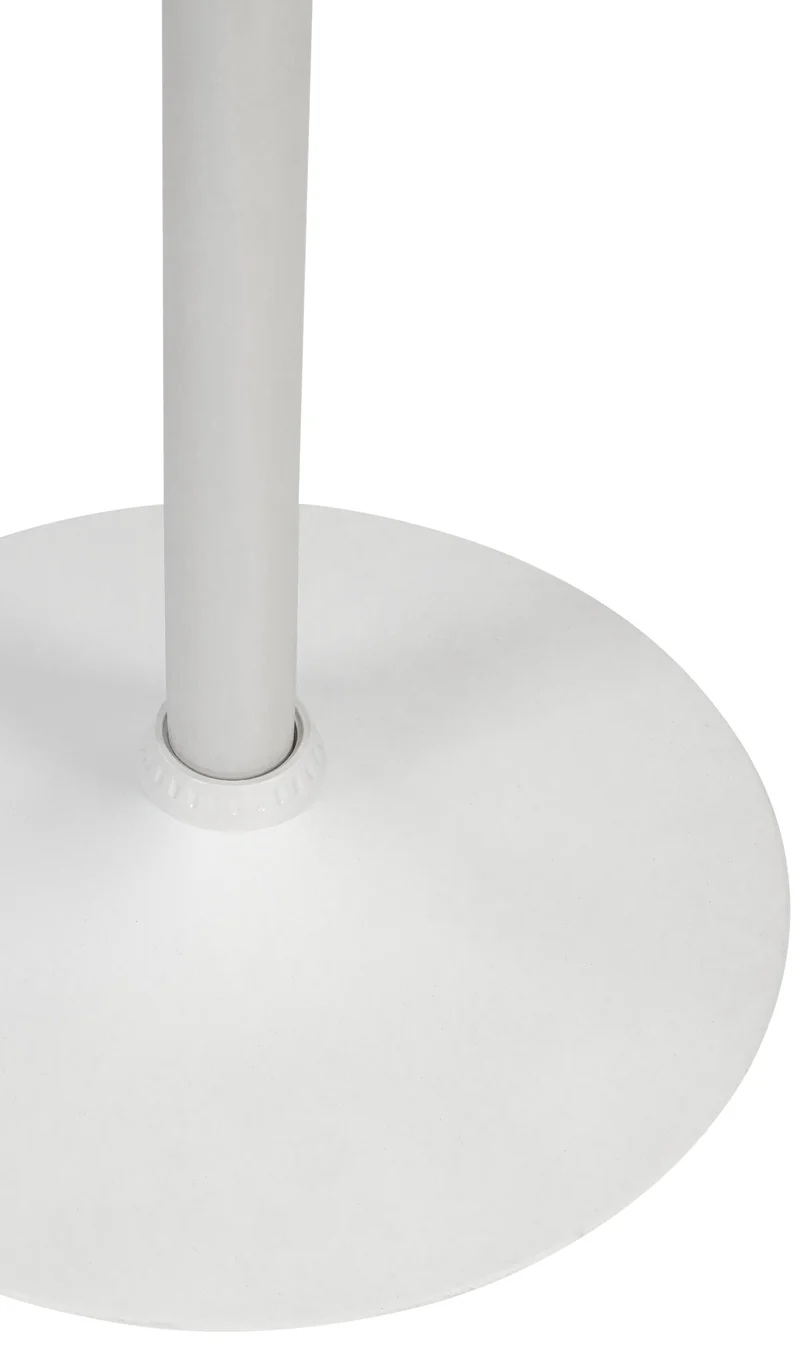 Table haute réglable en hauteur 85-106 cm plateau blanc Ø60 cm piètement métal blanc style moderne 10_0009138