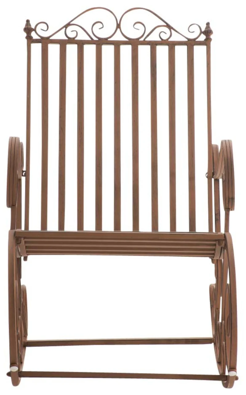 Lot de 2 fauteuils à bascule en fer forgé marron vieilli style vintage romantique rocking chair jardin terrasse ou intérieur 10_0007963