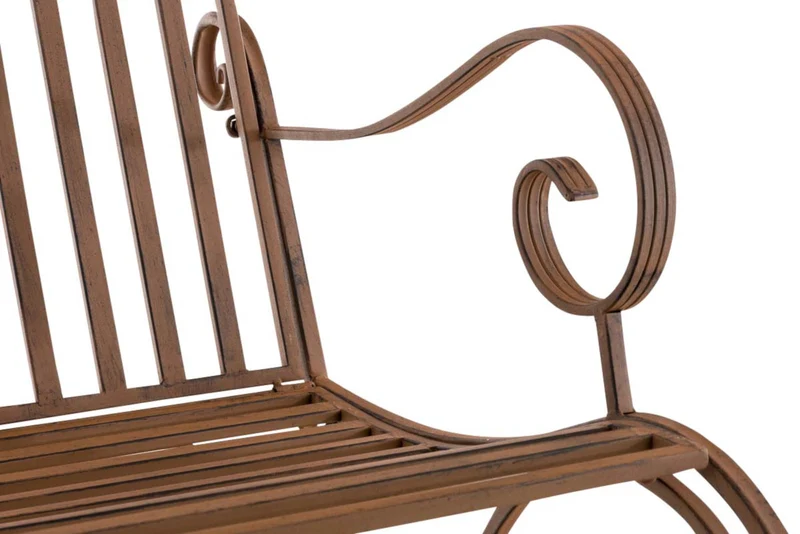 Lot de 2 fauteuils à bascule en fer forgé marron vieilli style vintage romantique rocking chair jardin terrasse ou intérieur 10_0007963