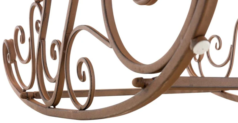 Lot de 2 fauteuils à bascule en fer forgé marron vieilli style vintage romantique rocking chair jardin terrasse ou intérieur 10_0007963