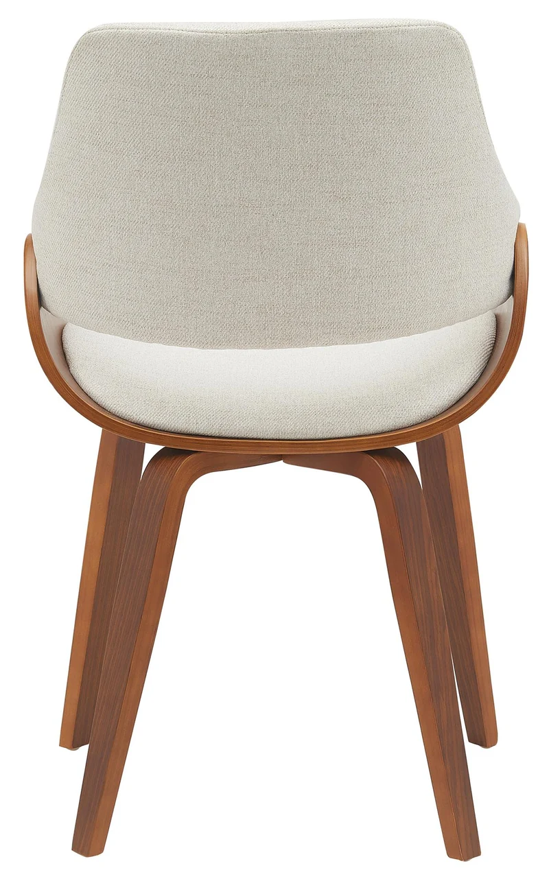 Chaise de salle à manger x1 assise rembourrée tissu crème piètement bois courbé finition noyer style moderne 10_0007821