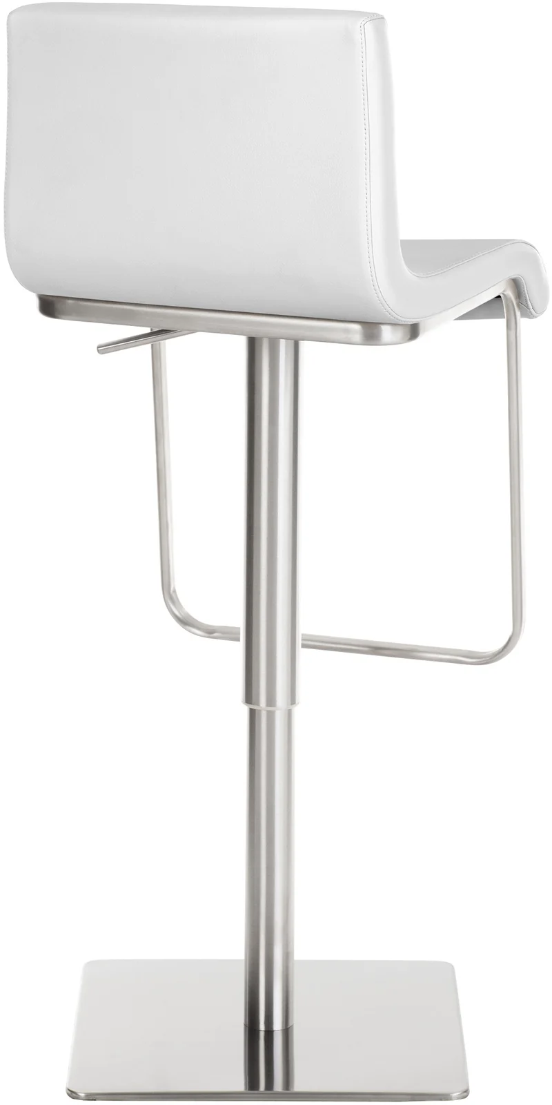 Tabouret de bar réglable en hauteur revêtement simili cuir blanc pivotant 360° structure métal style moderne avec dossier et repose-pieds 10_0006437