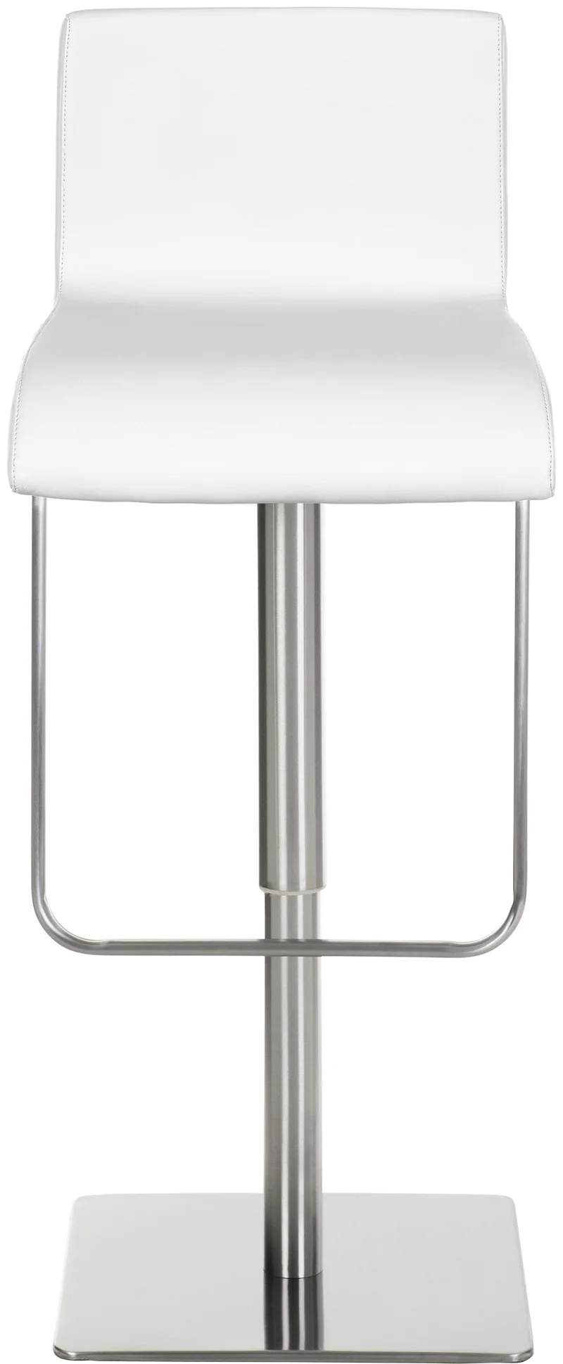 Tabouret de bar réglable en hauteur revêtement simili cuir blanc pivotant 360° structure métal style moderne avec dossier et repose-pieds 10_0006437