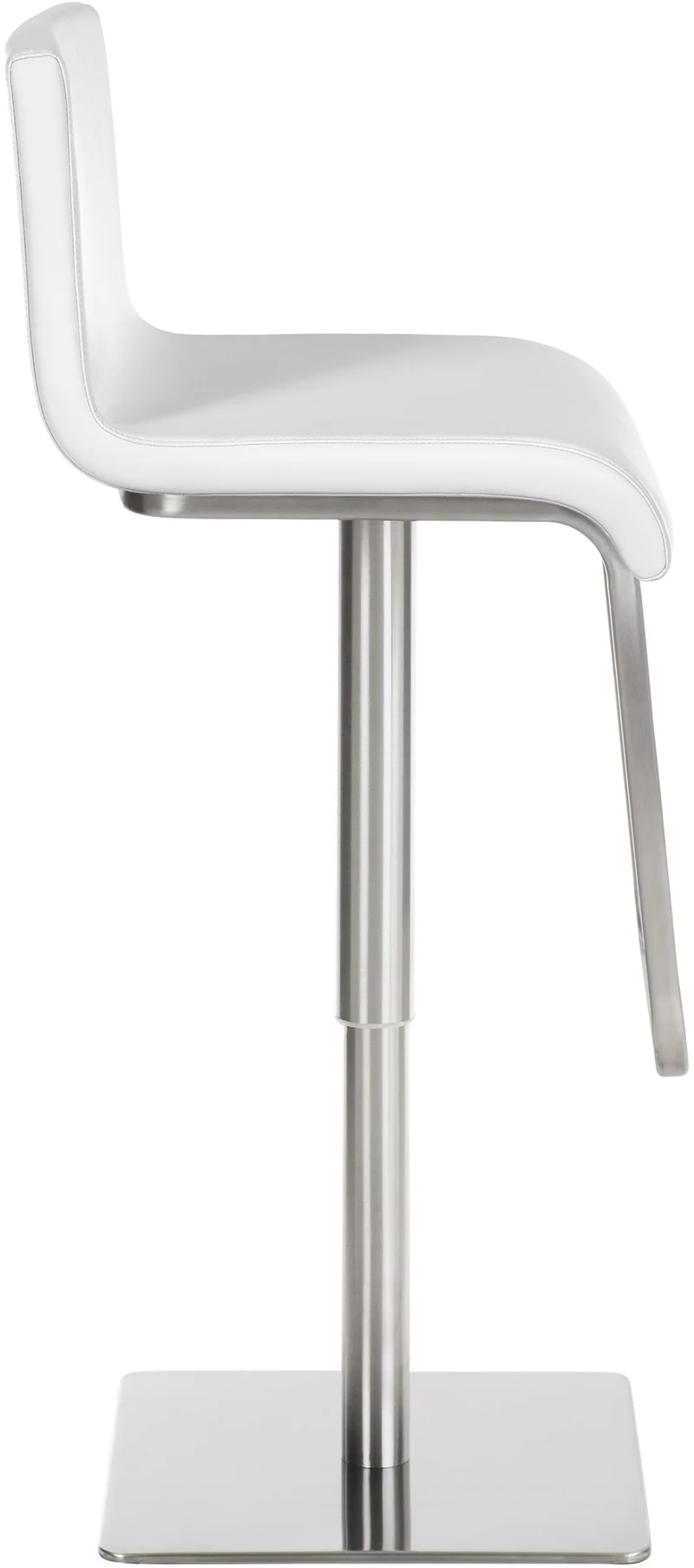 Tabouret de bar réglable en hauteur revêtement simili cuir blanc pivotant 360° structure métal style moderne avec dossier et repose-pieds 10_0006437