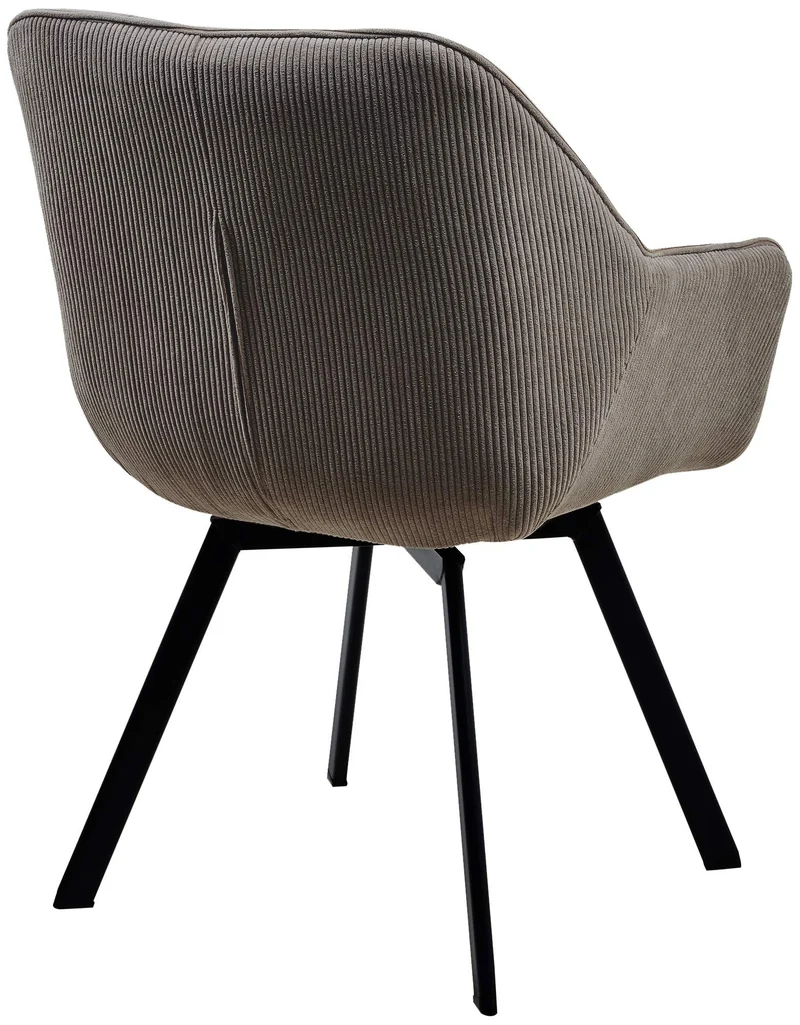 Chaise de salle à manger assise pivotante confortable en velours côtelé marron et métal noir 10_0002034