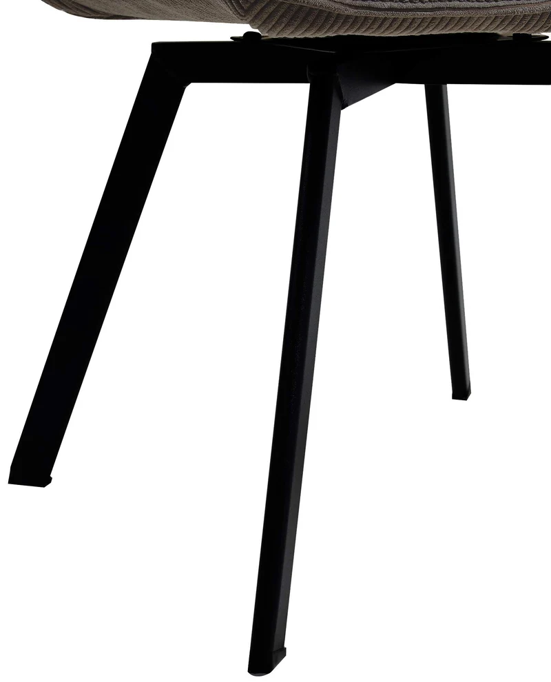 Chaise de salle à manger assise pivotante confortable en velours côtelé marron et métal noir 10_0002034