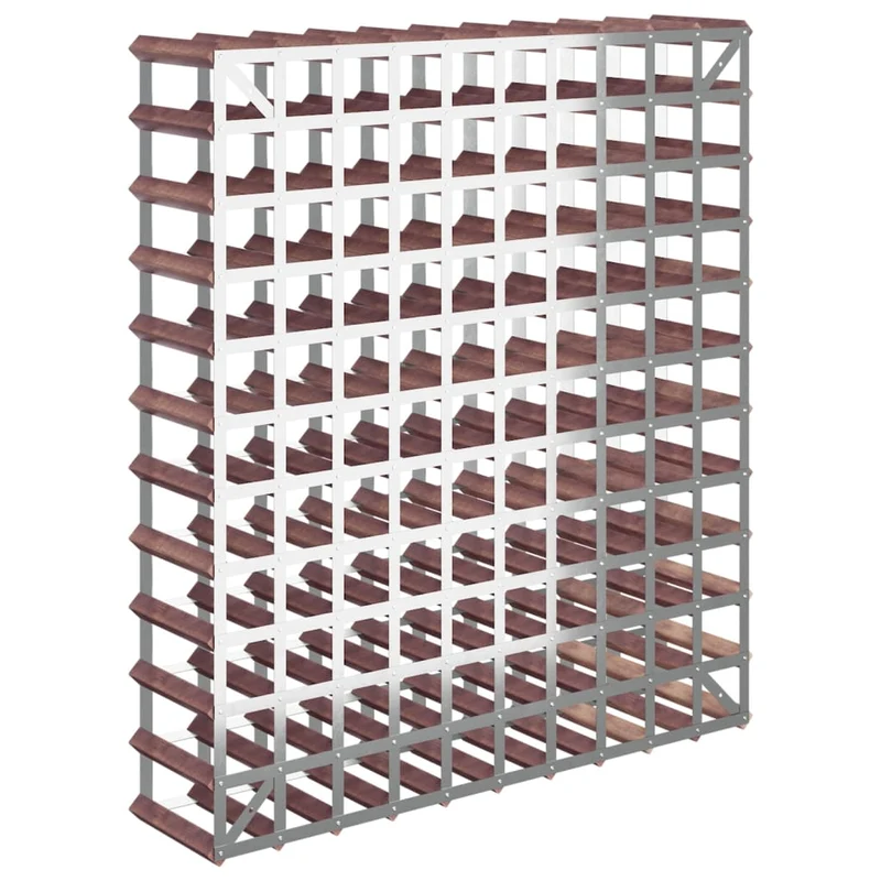Casier range bouteilles étagère de rangement vin pour 120 bouteilles en bois de pin marron et acier DEC024295