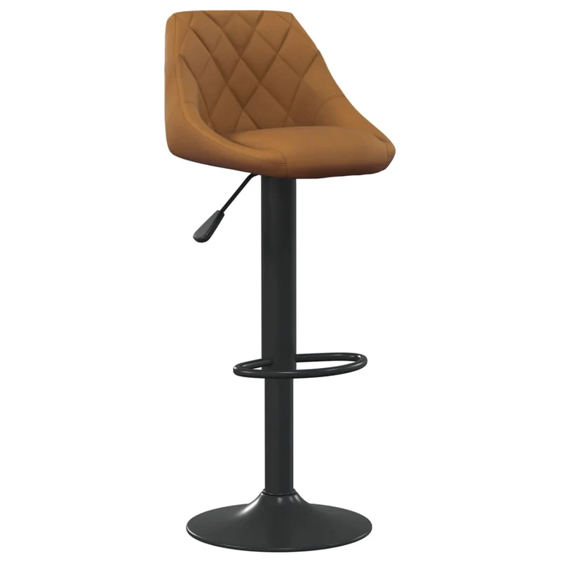 Lot de 2 tabourets de bar chaises hautes coutures losange en velours marron et acier noir DEC029788