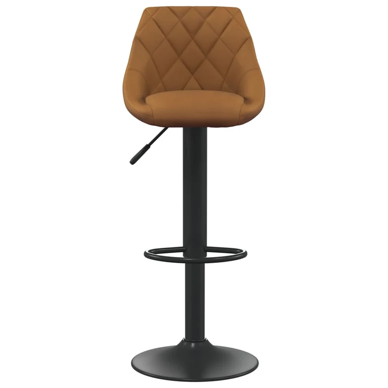 Lot de 2 tabourets de bar chaises hautes coutures losange en velours marron et acier noir DEC029788