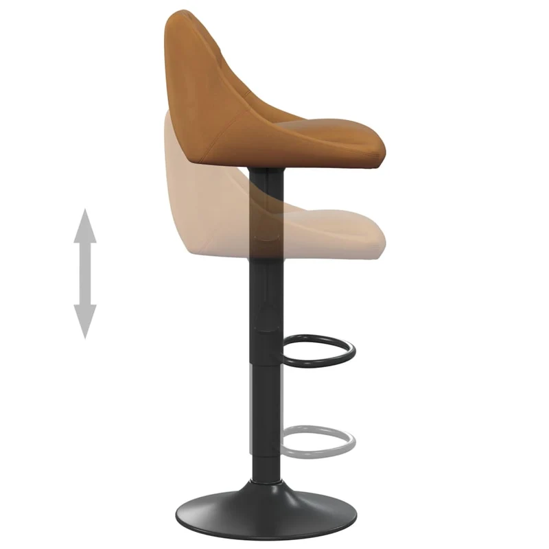 Lot de 2 tabourets de bar chaises hautes coutures losange en velours marron et acier noir DEC029788