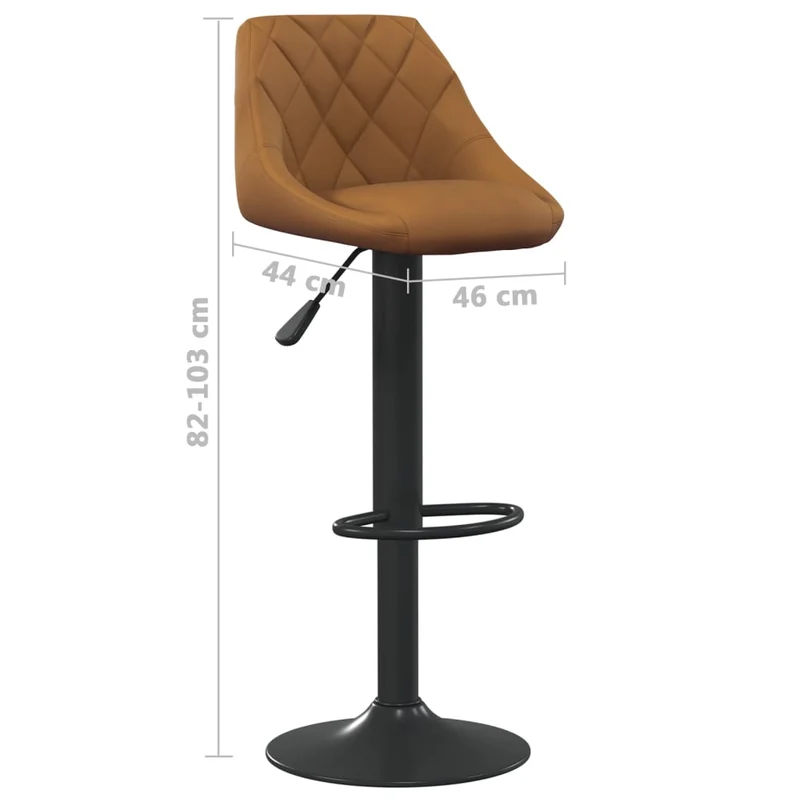 Lot de 2 tabourets de bar chaises hautes coutures losange en velours marron et acier noir DEC029788