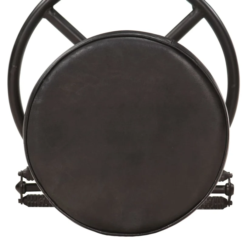 Lot de 2 tabourets de bar chaises hautes en cuir véritable de chèvre noir avec pédales de vélo comme repose-pied DEC029799