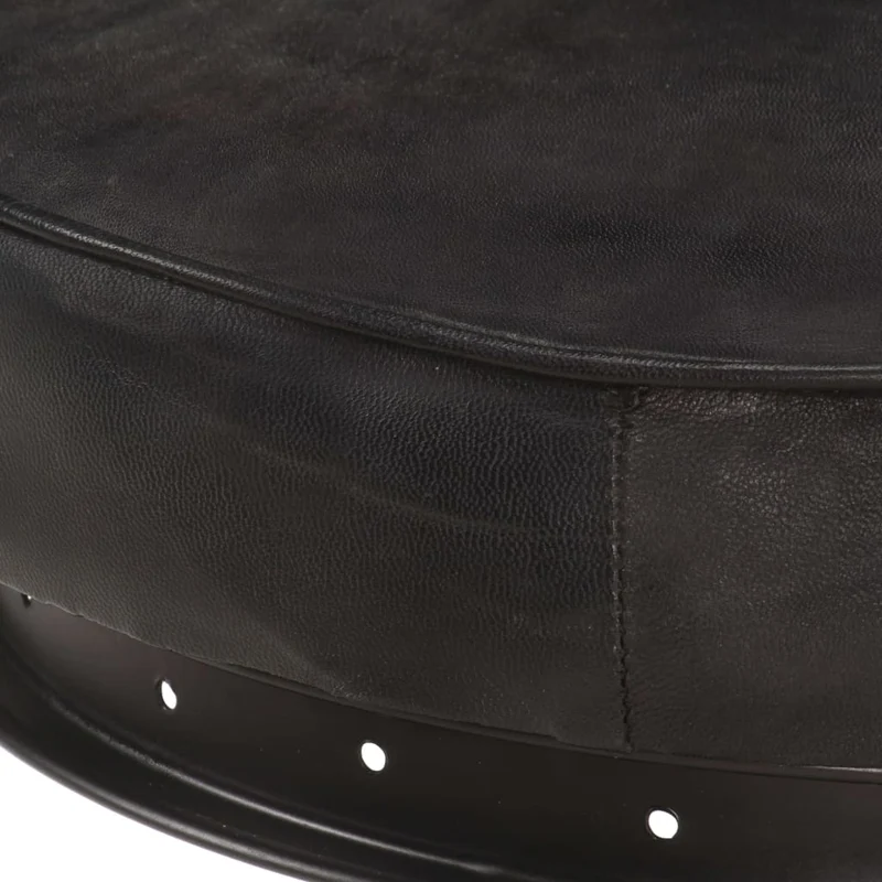 Lot de 2 tabourets de bar chaises hautes en cuir véritable de chèvre noir avec pédales de vélo comme repose-pied DEC029799