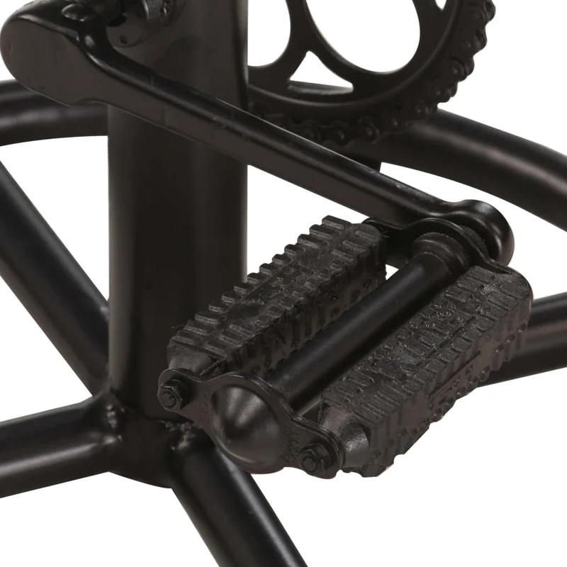 Lot de 2 tabourets de bar chaises hautes en cuir véritable de chèvre noir avec pédales de vélo comme repose-pied DEC029799