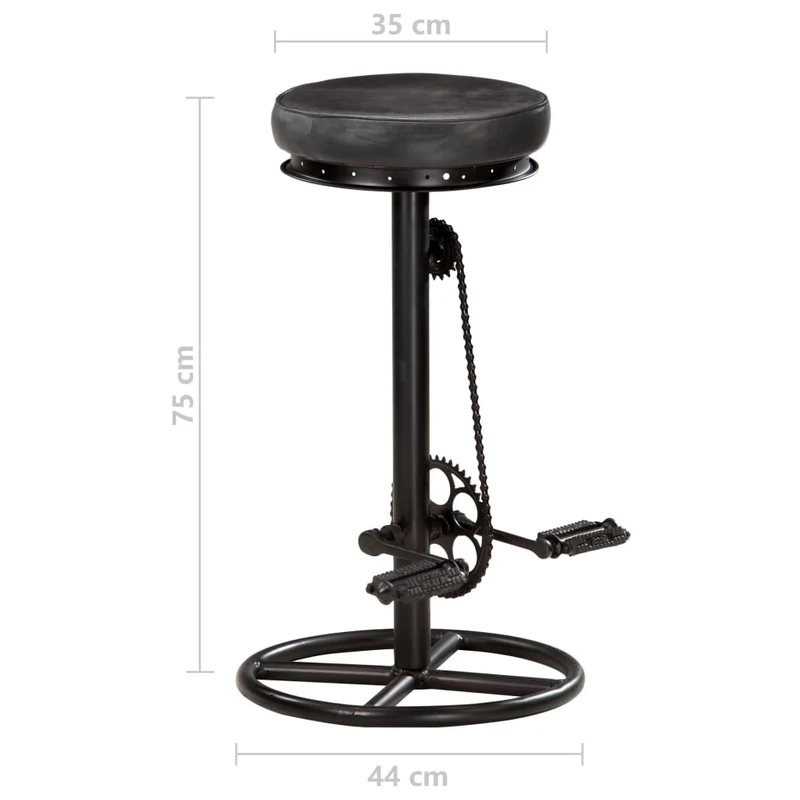 Lot de 2 tabourets de bar chaises hautes en cuir véritable de chèvre noir avec pédales de vélo comme repose-pied DEC029799