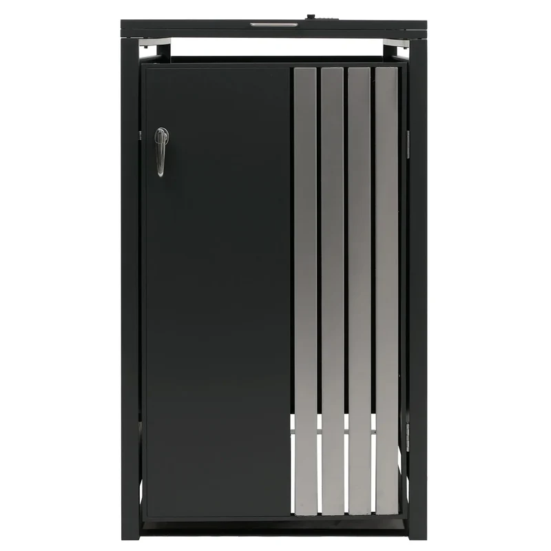 Cache-poubelle pour 1 bac avec couvercle abri pour poubelle en métal avec ouverture par le haut 122x68x84 cm anthracite 04_0009356