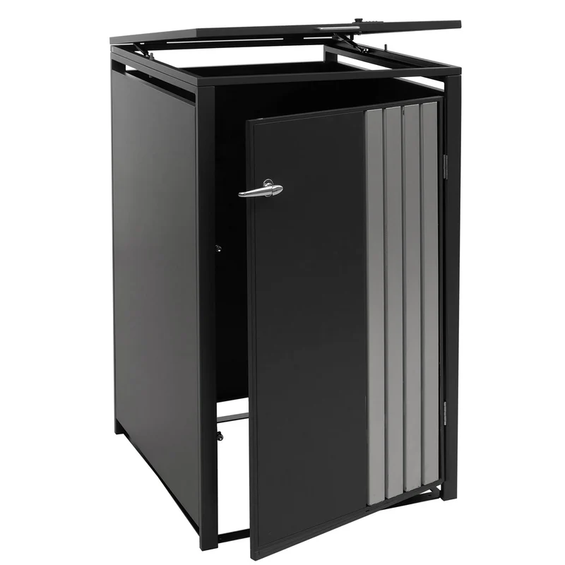 Cache-poubelle pour 1 bac avec couvercle abri pour poubelle en métal avec ouverture par le haut 122x68x84 cm anthracite 04_0009356