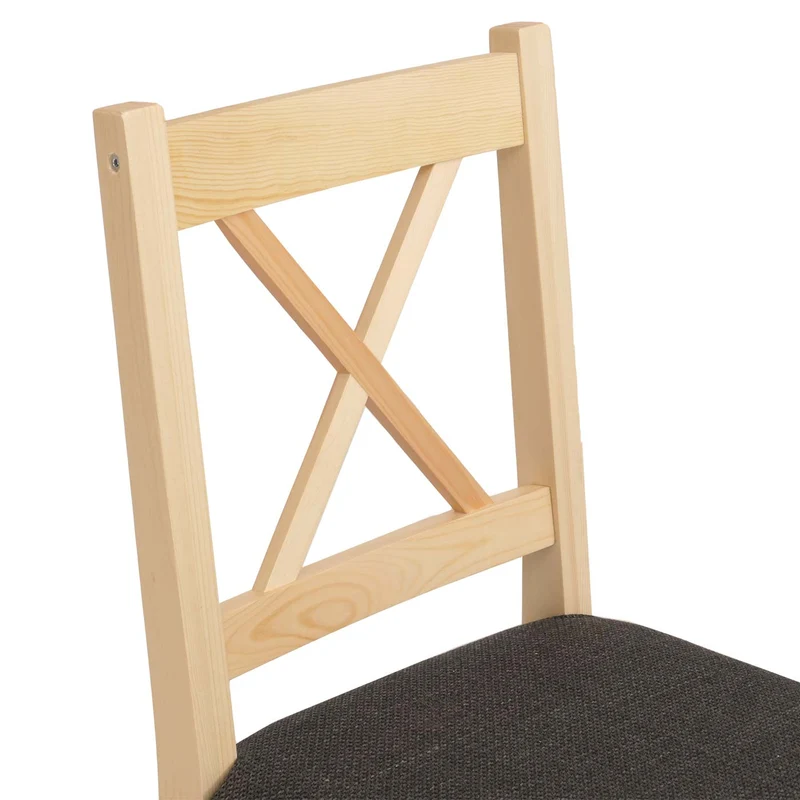 Lot de 2 chaises de salle à manger avec dossier en bois massif et assise rembourrée en tissu noire 04_0009053