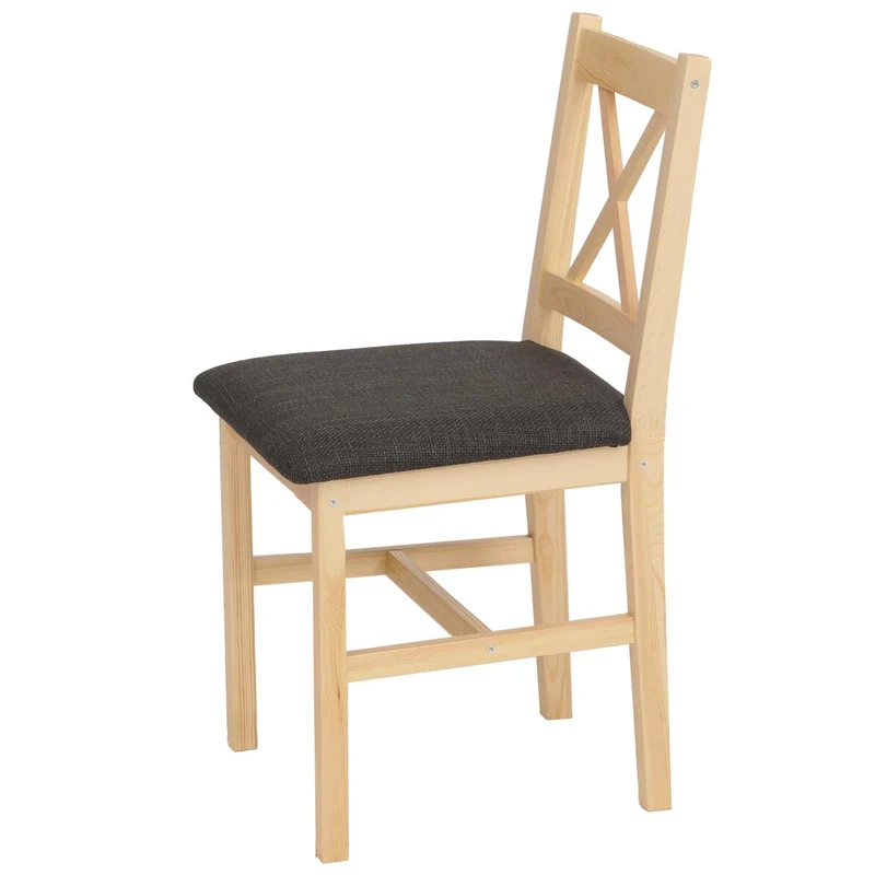 Lot de 2 chaises de salle à manger avec dossier en bois massif et assise rembourrée en tissu noire 04_0009053