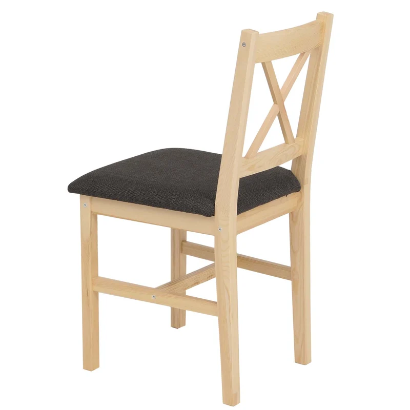 Lot de 2 chaises de salle à manger avec dossier en bois massif et assise rembourrée en tissu noire 04_0009053
