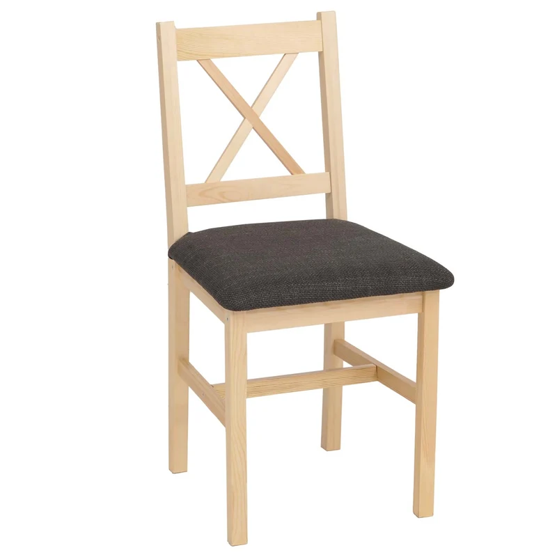 Lot de 2 chaises de salle à manger avec dossier en bois massif et assise rembourrée en tissu noire 04_0009053