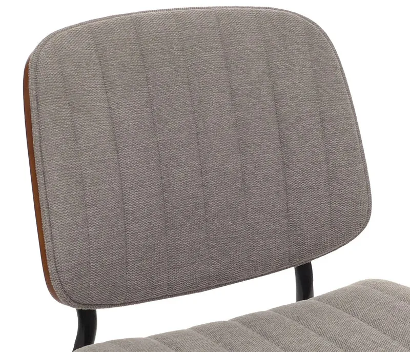Lot de 2 chaises de salle à manger design rétro avec dossier en bois courbé et revêtement tissu gris clair aspect noyer 04_0009467