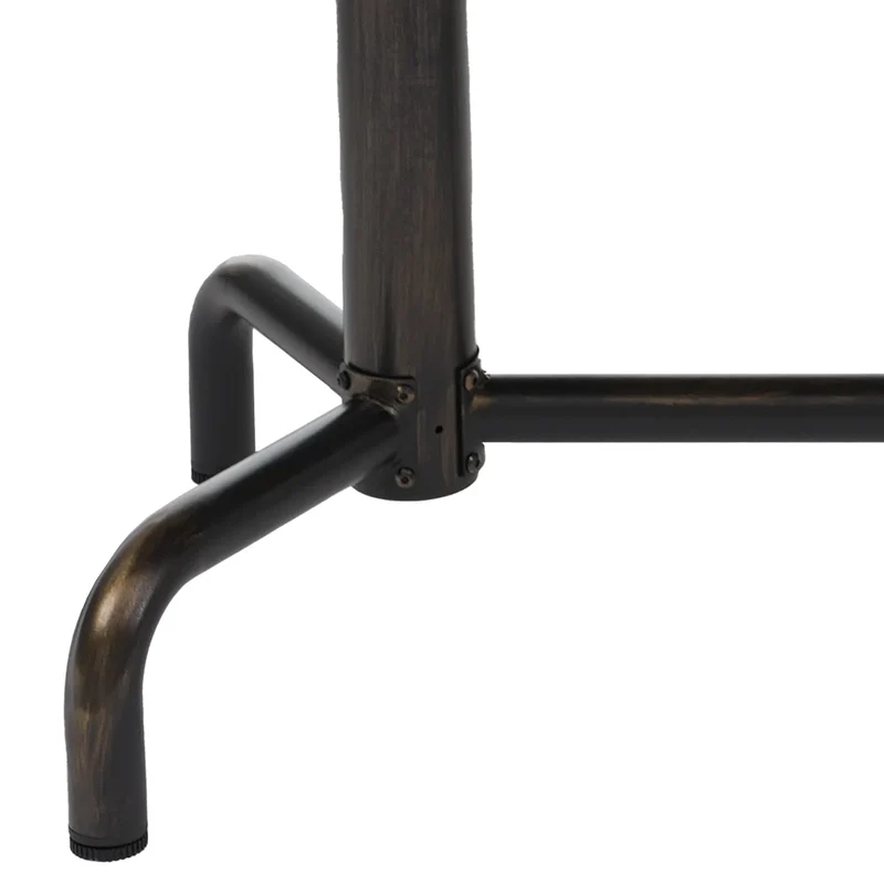 Table de salle à manger style industriel avec plateau en bois massif et structure en métal, 140x80 cm finition bois foncé avec piètement bronze 04_0008980