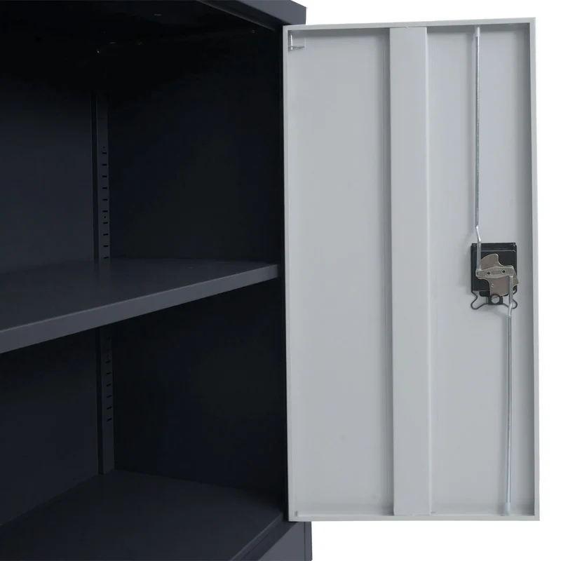 Armoire de bureau armoire métallique à dossiers avec roulettes 2 portes verrouillables 98x80x40 cm gris foncé / gris clair 04_0009381