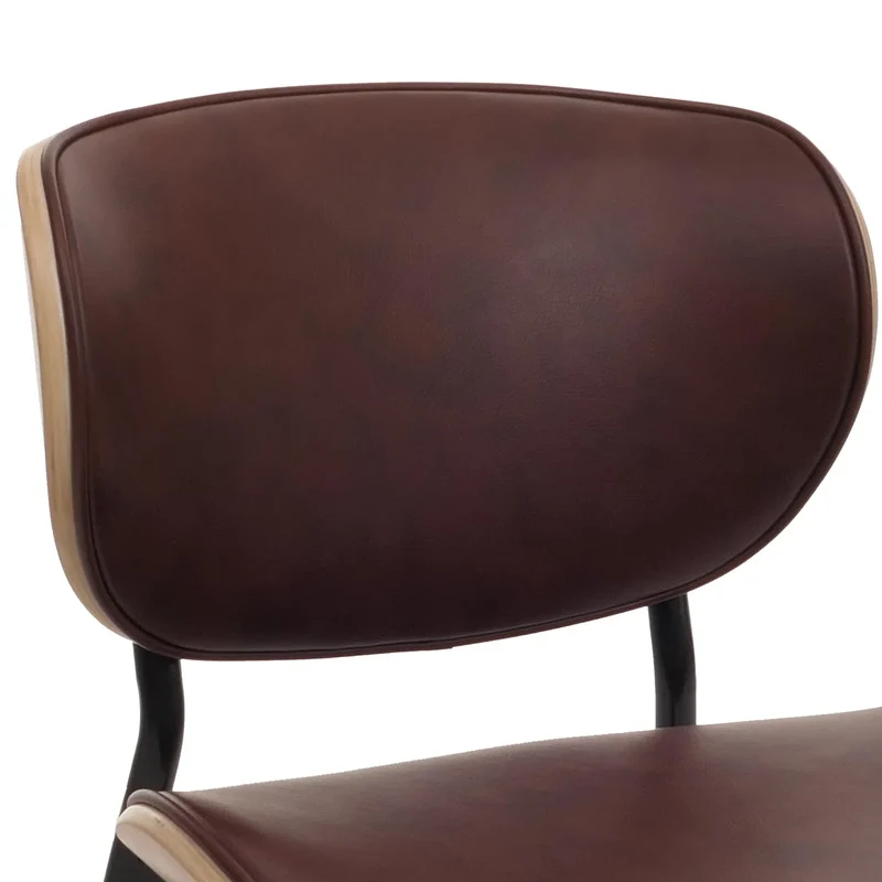 Lot de 2 chaises de salle à manger design rétro avec dossier en bois courbé et revêtement similicuir marron vintage 04_0009500