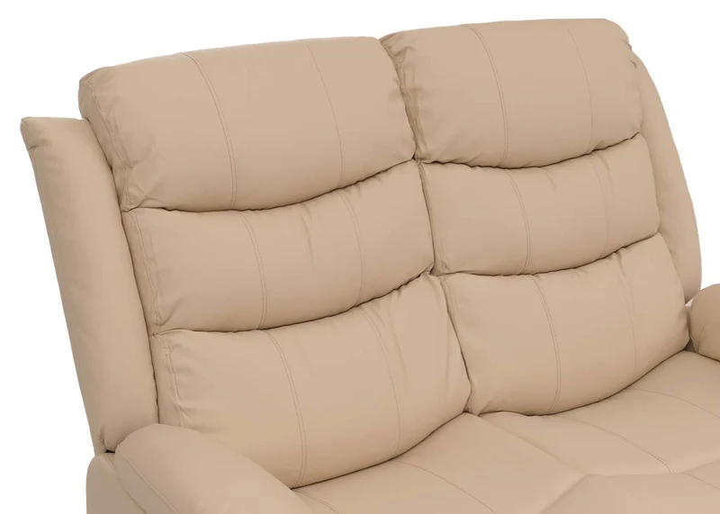 Fauteuil cinéma 2 places relax TV avec accoudoirs et fonction inclinable similicuir crème 04_0009406