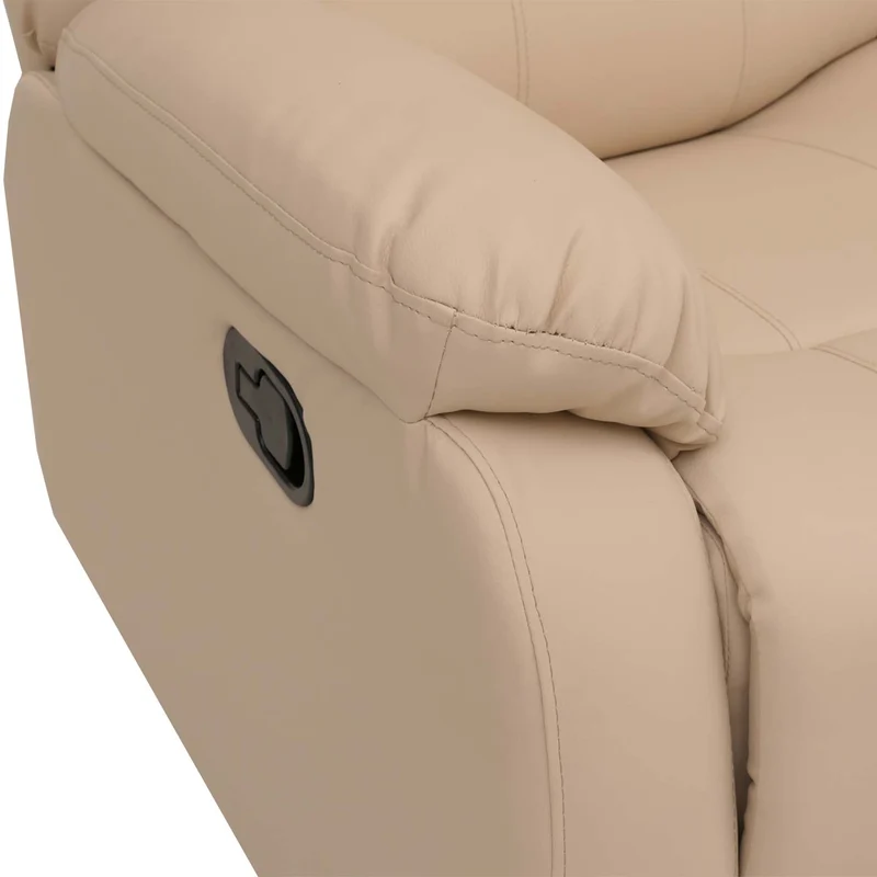 Fauteuil cinéma 2 places relax TV avec accoudoirs et fonction inclinable similicuir crème 04_0009406