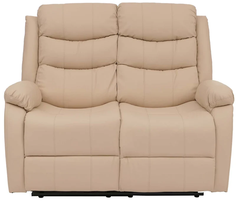 Fauteuil cinéma 2 places relax TV avec accoudoirs et fonction inclinable similicuir crème 04_0009406