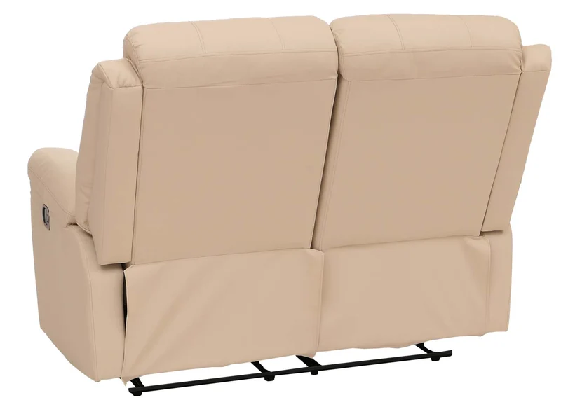 Fauteuil cinéma 2 places relax TV avec accoudoirs et fonction inclinable similicuir crème 04_0009406