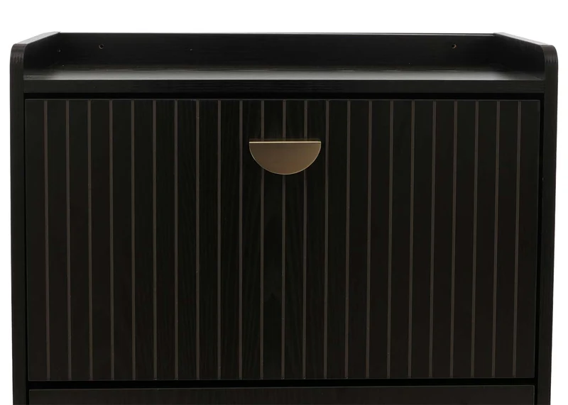Meuble à chaussures armoire à chaussures avec 4 compartiments basculants MDF avec revêtement mélaminé 148x50x24 cm aspect bois noir 04_0009183