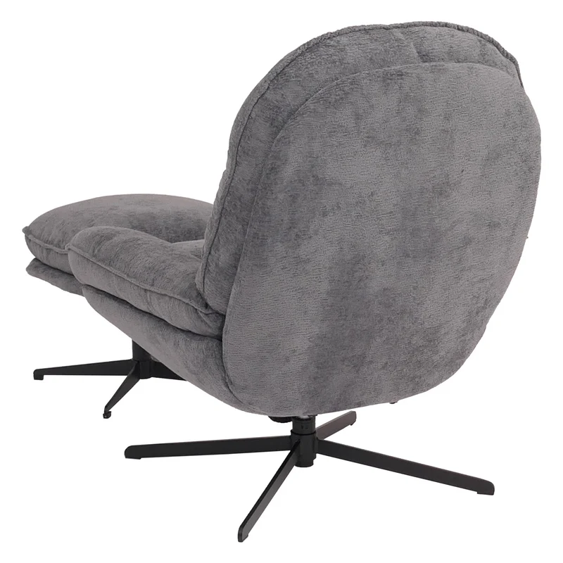 Fauteuil relax TV avec repose-pieds pivotant avec suspension confort exceptionnel structure métal et revêtement chenille gris 04_0009036