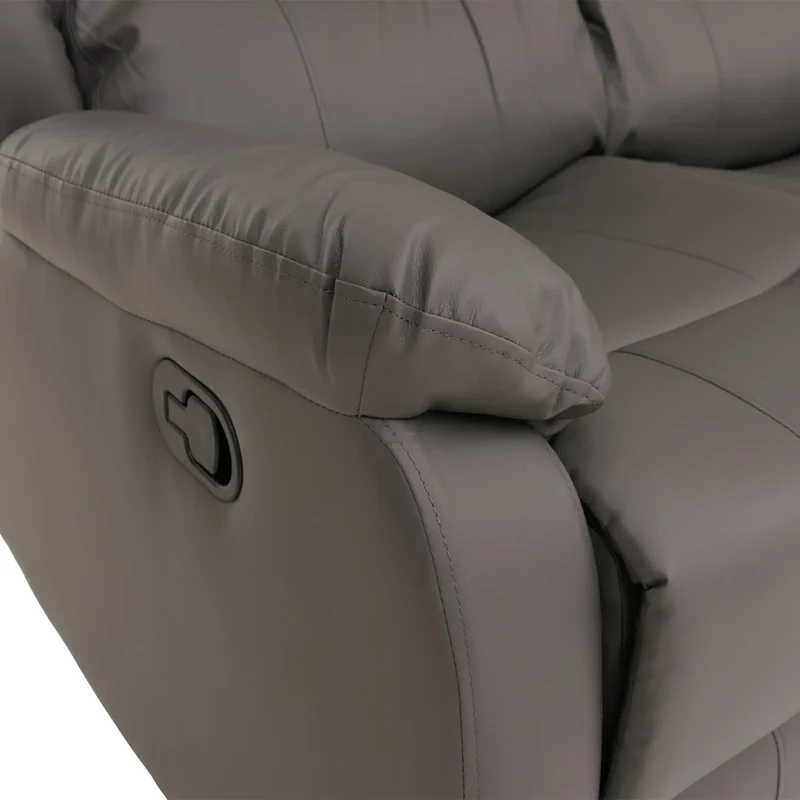 Canapé cinéma 2 places fauteuil relax TV avec accoudoirs et fonction inclinable similicuir gris 04_0009407