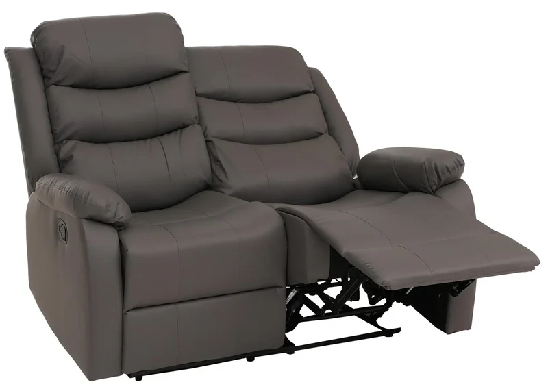 Canapé cinéma 2 places fauteuil relax TV avec accoudoirs et fonction inclinable similicuir gris 04_0009407