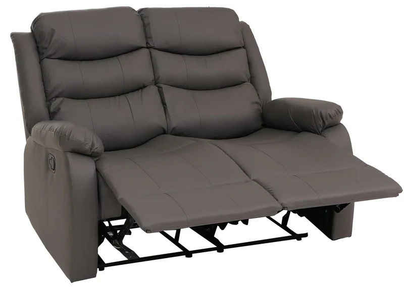 Canapé cinéma 2 places fauteuil relax TV avec accoudoirs et fonction inclinable similicuir gris 04_0009407