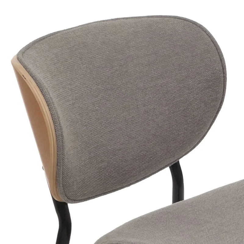 Lot de 2 chaises de salle à manger avec dossier style rétro en bois courbé et revêtement en tissu gris clair 04_0009498