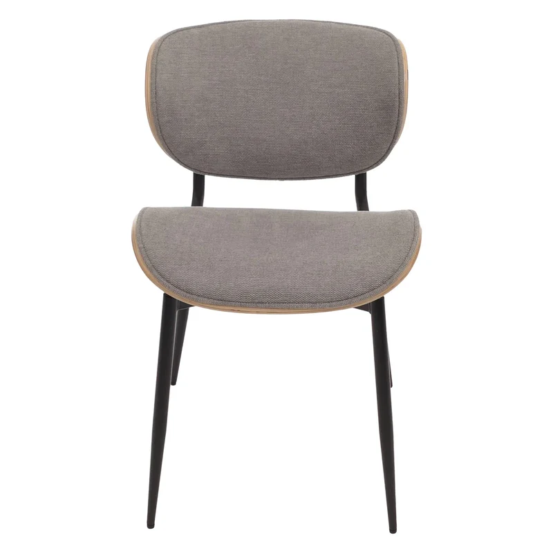 Lot de 2 chaises de salle à manger avec dossier style rétro en bois courbé et revêtement en tissu gris clair 04_0009498