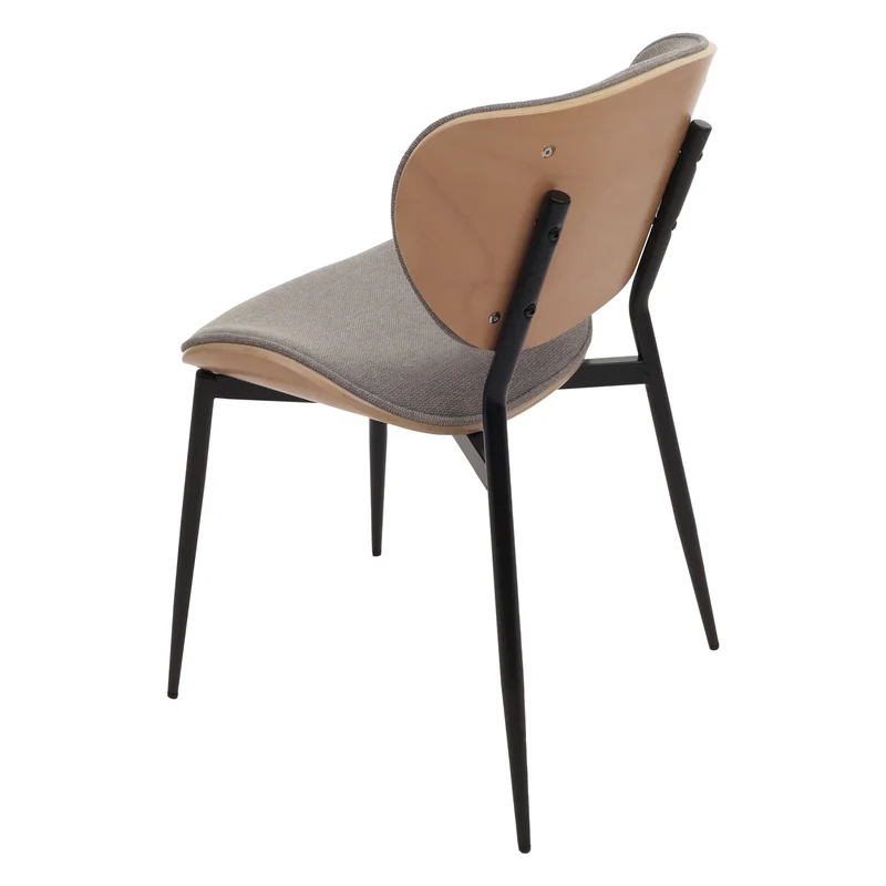 Lot de 2 chaises de salle à manger avec dossier style rétro en bois courbé et revêtement en tissu gris clair 04_0009498