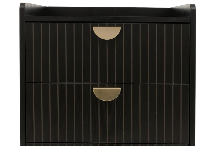 Commode buffet haut avec 3 tiroirs MDF avec revêtement mélaminé 77x50x42 cm aspect bois noir 04_0009426