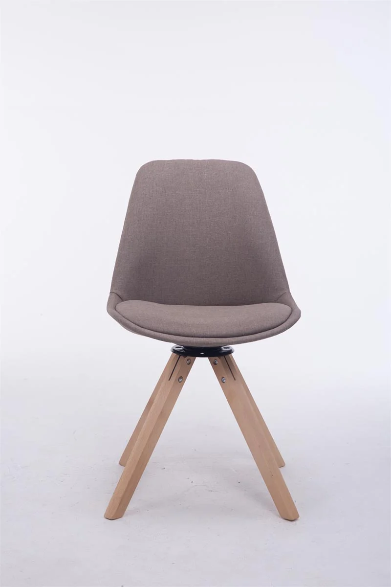 Chaise de salle à manger x1 chaise visiteur assise pivotant à 360° en tissu taupe piètement en bois carré clair 10_0003478