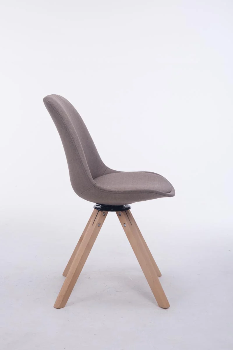 Chaise de salle à manger x1 chaise visiteur assise pivotant à 360° en tissu taupe piètement en bois carré clair 10_0003478