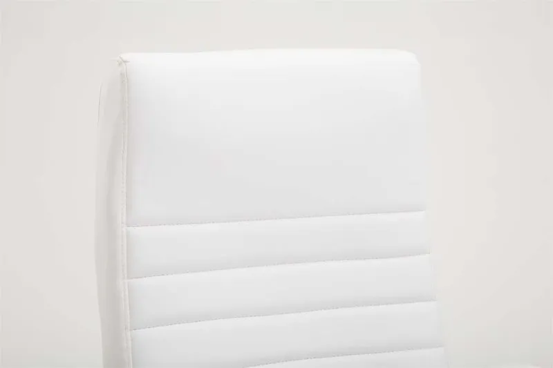 Fauteuil de bureau mécanisme d'inclinaison accoudoirs coutures décoratives en PVC blanc et métal chromé 10_0002704