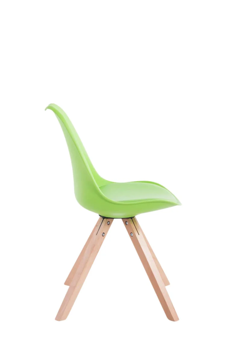 4 chaises de salle à manger style scandinave en synthétique et plastique vert pieds carré en bois clair CDS10367